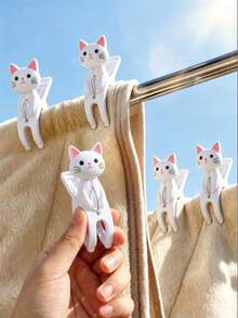 5pcs Cute Cat Beach Towel Clips, Holiday Essentials, Beach Supplies, Heavy Duty Plastic Clothes Clips, Non-Slip Hooks, Pants Storage, Multi-Functional Clips, Sock Clips, Strong Spring Grip, Kitchen Storage Clips, Home Decor, Mini Clothes Clips, Stationery Clips, Windproof Drying Clips, Clothes Clips, Suitable For Blankets, Towels, Socks And Clothing, Travel Clothes Hangers, Suitable For Home, Beach, Pool And Outdoor Use, Back To School, New Year Gifts - Multicolor - View 11