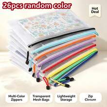 A4 Zipper File Bag, Random Color Mesh Zipper Bag, Puzzle Storage Bag, Transparent Thickened Mesh File Zipper Bag, Document Bag, Suitable For Travel, School, Office, School Supplies, Back To School Season - Multicolor - View 13