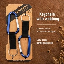 2‑Pack Multi‑Color D‑Ring Keychains, Aluminum Spring Snap Hooks With Nylon Webbing Key Rings, Portable Outdoor Camping Backpack Hanging Clip Key Chains For Hiking, Travel And Sports - Multicolor - View 9