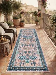 1pc French Aesthetic Fresh - Botanical Floral Bohemian - Runner Rug, Bathroom, Kitchen, Entrance, Hallway, Bedside, Living Room, Bedroom, All Season Soft Machine Washable Mat, Home Decor - Multicolor - View 2