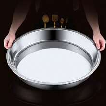 Stainless Steel Round Plate, Steamed Rice Noodle Plate, Cake Plate, Rice Roll Plate, Flat Bottom Dish, BBQ Multi-Purpose Plate - View 8