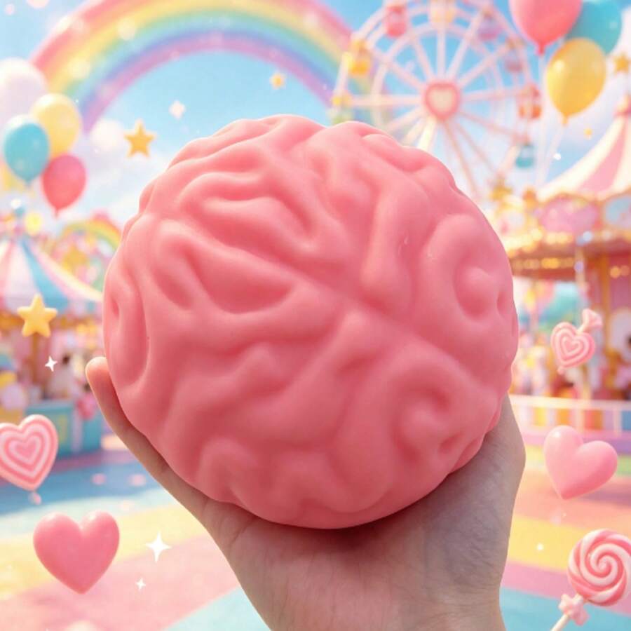 Tachimi 1 Peça Novo Brinquedo de Apertar Gigante Extra Grande em Forma de Cérebro para Alívio do Estresse - Bola de Gelatina de Cérebro com Rebote Lento para Apertar para Liberação Emocional e Modelagem - Presente de Aniversário - Presente Ideal - Presente - Presente - Brinquedo de Apertar - Essencial para Alívio do Estresse - Multicolorido - Visão 1