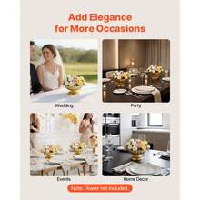WAXJJDW 2/10pcs Vintage Gold Composite Flower Vases, 4 Inch Small Pedestal Metal Urn Vases, Elegant Centerpiece For Wedding, Party And Home Dining Table Decor - Lotus Flower Vase - View 9