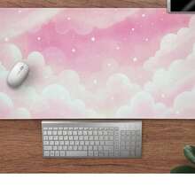 Pink And White Cloud Mouse Pad, Cute Macaron Color Desk Mat, Cute Cloud Sky Gaming Mouse Pad, Large Extended Pad, Minimalist Office Decor - Mouse Pad - View 3