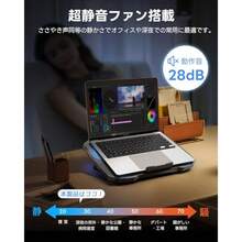 KEYNICE ノートパソコン冷却パッド 9~15.6インチ 静音 無段階風量調節 5段階高度調整 大風量・低騒音／3大口径ファン／USBポート×2／スマホスタンド付／・Macbook対応／ゲーミング・在宅勤務・オフィスに最適／ブラック／KN-1736 - チェックする 4
