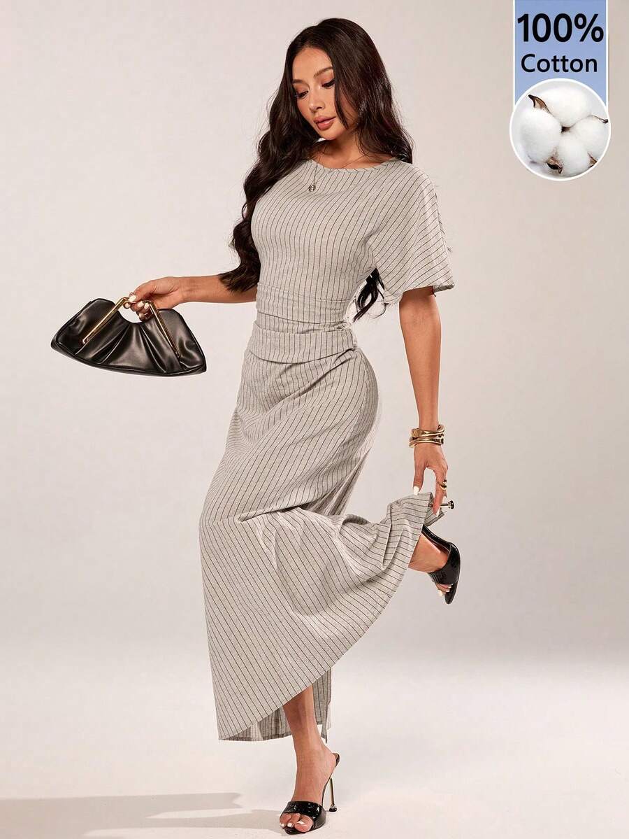 Women Long Dresses - 杏色 - 查看 1