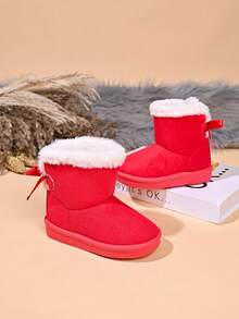 Baby Fashion New Snow Boots With Bow Decoration - Red - View 5
