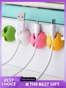 1/5/10pcs Desktop Cable Organizer Clips, For Data Cable/Earphone Cable/Charging Cable Management, Bedside Cable Storage, 50 Pages/Book, 4 Books Set, Fun Notebook - Multicolor - View 3