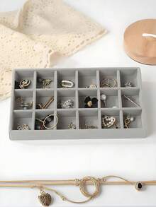 1/4/5/6/7/8/9pcs Velvet Jewelry Tray Set, Large Capacity, Independent Compartments, Stackable Jewelry Display Rack, Earrings, Necklaces, Bracelets, Rings, Hair Clips - Multicolor - View 18