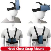  Head Strap & Chest Strap Harness Mount Kit, Cell Phone Clip & Action Camera Accessories For First Person Vlog, Compatible With D*JI Osmo, AKASO, SJCAM, Phone, Sam*Ung - View 5