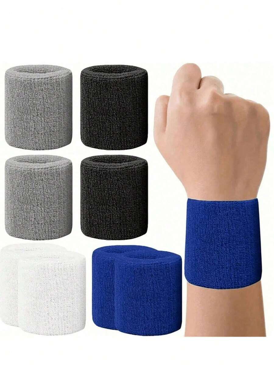 8pcs Nylon Sweatbands, Absorbent And Breathable Sports Wristbands, Suitable For Tennis, Football, Basketball, Running And Climbing, Mixed Colors, Adjustable Fit, Comfortable Wristbands For Enhanced Control - Multicolor - View 1