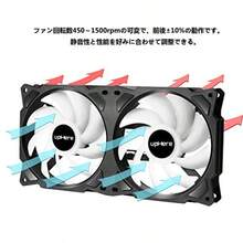 upHere PCケースファンx2基 虹色LED PWM 4PINコネクタ 2連型一体式フレーム構造 240*120*25mm 静音ファン PF240CF4 2407 - チェックする 3