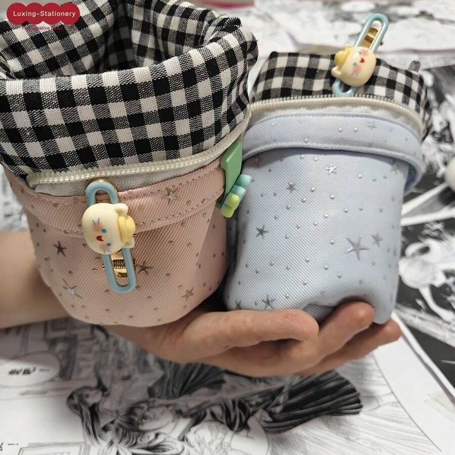 1pc Korean Style Cute Star Pencil Case Pen Holder Vertical Flip Portable Stationery Large Capacity Pencil Box Back To School Essential, Japanese Latest Hot-Selling, Students, School, Office, Gift, Holiday, Cute, Functional, High-Frequency Search Terms - A - View 1
