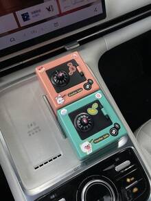 1pc Cartoon Car Coin Password Piggy Bank, Mini DIY Creative Coin Storage Box, Plastic Square Coin Savings Box, Car Accessories Storage Box, Car Interior Decor Storage Can (Stickers Can Be DIY And Freely Applied) - A - View 3