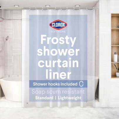 Shower Curtain Liner And Hooks, Premium Lightweight Flexible Waterproof 4g PEVA For Bathroom With Weighted Magnets, Standard Size 70" X 72", Frosty 1 Pack
