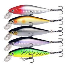 Set Umpan Ikan Kecil Mengapung 5 Buah, Umpan Keras Reflektif Bionik, Kombinasi Umpan Pancing Ikan Bass Air Tawar untuk Lemparan Jauh - MultiWarna - View 9