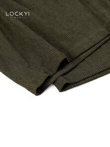 1pc Men's Spring/Autumn Streetwear College Style Corduroy Multi-Pocket Wide Leg Casual Long Pants - Green - View 5