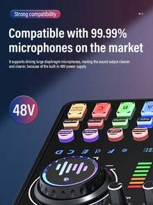 DJ20 Pro Mixer With AI Chip, Dual Bluetooth 5.3 Low Latency, 6-Hour Long Battery Life, 12 Sound Effects And Ambient Lighting, AI Noise Reduction, Plug And Play, Suitable For Podcast, Karaoke, Live Streaming, DJ Show, Compatible With IOS And Android - DJ20 Podcast Mixer - View 3