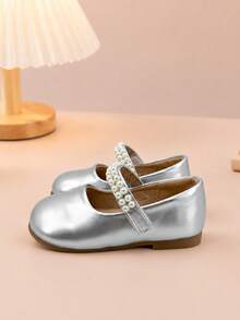 Girls Mary Jane Flats With Instep Strap - Silver - View 4