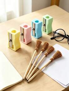 Pensil Sapu Penyihir + Bingkai Kacamata + Rautan Pensil, Pensil Kerajinan Ajaib, Cocok Untuk: Pengisi Kaos Kaki Natal, Pesta Halloween, Hadiah Wisuda, Hadiah Ulang Tahun. (Warna Sapu dan Warna Rautan Pensil Dikirim Secara Acak) - MultiWarna - View 7