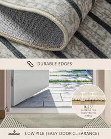 Latte&Fog Alfombras de 153 x 215 cm para Sala de Estar y Dormitorio,Moderna Abstracta Lavable, de Pelo bajo Antideslizante Estilo Boho para Sala de Estar, Oficina, Dormitorio(Negro 5x7ft) - Beis - Ver 10