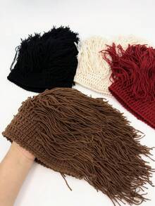 1pc Women's European & American Style Personalized Wig Knit Hat, Handmade Braided Tassel Design, Breathable Non-Sweating Photo Styling Decorative Hat - Multicolor - View 3