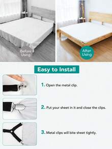 4pcs Non-Slip Triangular Quilt Fasteners, Adjustable Bed Sheet Fixing Straps, Metal Non-Slip Fasteners Suitable For Sofa Covers, Tablecloths, Tents, Easy To Install Bed Sheet Fasteners, Suitable For Bedroom Bedding Accessories, Especially Suitable For Bed Covers, Bedding And Bedroom Decor, Autumn Home Decor - Multicolor - View 6