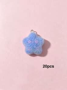 10/20/100pcs Flocked Cartoon Star Cat Pendant Charms, DIY Handmade Keychain Pendants, Bag Charms, Accessories, Decorations - Star - View 12