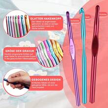 Latest Multicolor 14-Piece Aluminum Crochet Hook Set 2.0-10.0mm, Includes Stitch Markers And Large Eye Needles, Colorful Metal Crochet Hooks, Ergonomic Design For Comfortable Crocheting - Multicolor - View 5
