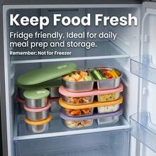 Portable 304 Stainless Steel Lunch Box With Lid, Divided Fruit Salad Food Storage Container, Leak Proof Bento Box, Dishwasher & Microwave Allowable, Suitable For Student Adult Use In School, Office, Outdoor Camping, Picnic,Travel, Back To School - Multicolor - View 8