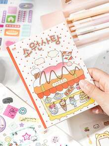 1pc Cartoon Pattern, Die-Cut Shaped Colorful Time Series Sticker Book, Cute Mini Patterns, Diverse Fantasy Designs, Multi-Function, First Day Of School - Multicolor - View 14