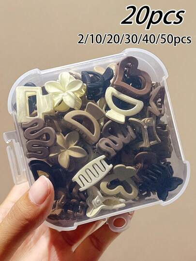 50/40/30/20/10/2pcs Assorted Small Hair Clips For Women, Cute Mini Claw Clips For Bangs & Styling, Mixed Shapes & Colors