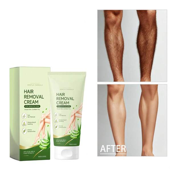 Krim Penghilang Bulu Lembut Aloe Vera untuk Kulit Sensitif, Penghilangan Bulu Tanpa Rasa Sakit dan Halus untuk Lengan, Kaki, dan Ketiak, Tanpa Noda Hitam