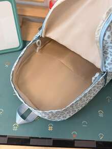 復古灰色經典女款背包，Ins美式休閒輕量帆布後背包，大容量通勤上學包，適合國中與高中學生 - 淺藍色 - 查看 5