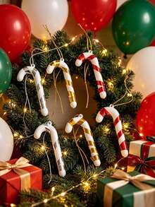 3pcs Christmas Twisted Candy Cane Hanging Ornaments, Multicolor Christmas Tree Decorations, Home Christmas Party Decor - A - View 5