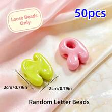 30/50pcs Acrylic Random A-Z Bold Letter And Number Beads, Mixed Color Loose Beads For Jewelry Making, DIY Friendship Bracelets, Necklaces, Bag Charms, Keychain Crafting, Personalized Gifts, Adult Handmade Materials - Multicolor - View 13