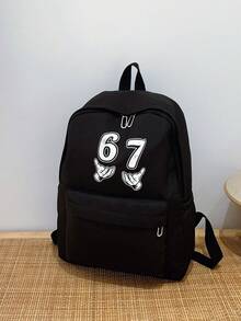 1pc Solid Color Men's Fashion Backpack, Versatile Large Capacity Casual Commute Student Backpack For Men And Women - Black - View 5
