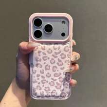Leopard Print, Cute Pink Leopard Print Faux Leather Phone Case Compatible With IPhone 17 ProMax 17Pro 17 16 15 14 13 Pro Max Matte Dotted Protective Shell - Pink - View 22