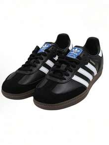 Adidas SAMBA OG Round Toe Lace-Up Low-Top Sneakers Unisex Black & White - Black - View 2