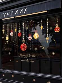 2 Sheets Christmas Window Sticker, Cute Design Window Film For DIY Christmas Window Decoration, For Displaying Christmas Ball Ornaments On Window Glass Doors As Christmas Decorations And Gifts. - Multi-color - View 3