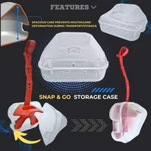 Ootball Mouth Guard Lip Guard With Permanent Helmet Strap Fits Adult & Youth, Ultra-Breathable Maximum Airflow, All Red Design With Protective Storage Case - All Red - View 6