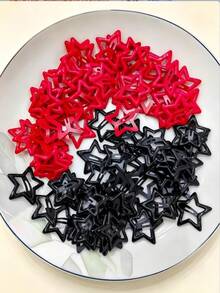 100/50/30pcs Personalized Y2K Star-Shaped BB Hair Clips, Black & Red Hair Clips, Basic Hair Accessories - Suitable For Girls, Daily School, Party, Sports - Multicolor - View 3