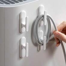 3pcs Multi-Function Self-Adhesive Hook Clips, Curtain Fixing + Cable Management 2-In-1, No Drilling Adhesive Installation Super Simple, Fix Curtains, Shower Curtains, Door Curtains, Sheer Curtains, Organize Charging Cables, Data Cables, Power Cords, Universal For Tile, Glass, Wood Wall, Mirror, Suitable For Bedroom, Kitchen, Office, Dorm, Multi-Purpose Great Value Item - View 5
