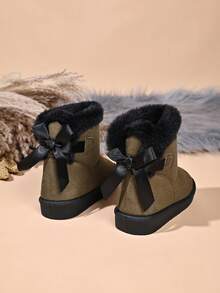 Infant Fashion New Snow Boots With Bow Decoration - Coffee Brown - View 6