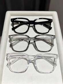 3 Pairs/1 Pair Square Frame Daily Wear Glasses, Suitable For Men And Women. Designed In Campus Style, These Glasses Can Flatter Your Face Shape. - Transparent - View 13