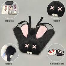 Dark Punk Rabbit Backpack, Niche Culture Rabbit Ears Fluffy Large Capacity Versatile Double Crossbody Bag - A - View 5