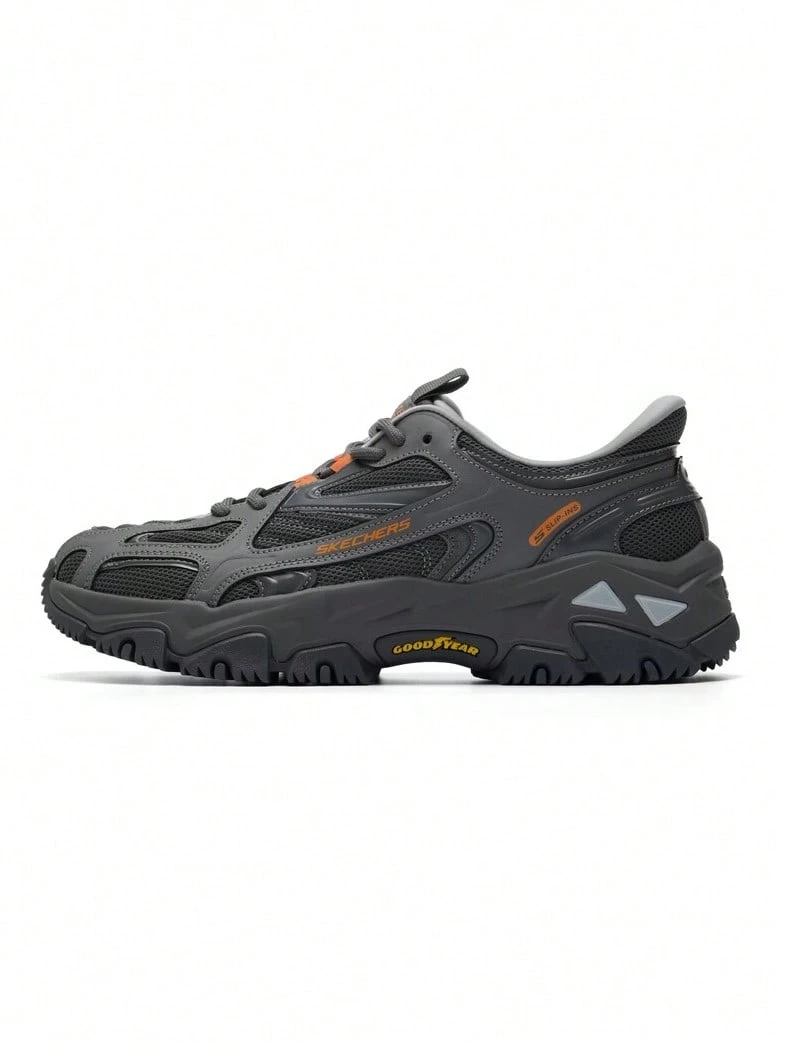 Skechers Men's OLITES Series Mecha-Style Chunky Sole Casual Dad Shoes - Grey - View 1