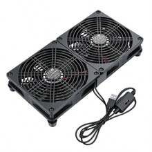 ELUTENG USB扇風機 12cm 防振ゴム足付き 静音 PC冷却ファン 2個1組 油圧軸受 長寿命 パソコン 送風機 3段階風量調節 風量最大1500RPM 静音 横置き可能 PC//ノートパソコン/ルーター冷却に ゲーマーや在宅ワーク等適用 ブラック - チェックする 1
