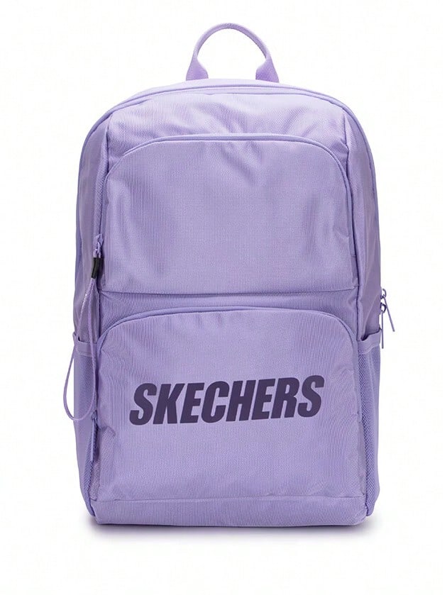 Skechers 男女通用大容量多隔層牛津布簡約字母印花雙肩包電腦包,31*17.5*45cm - 淡紫色 - 查看 1