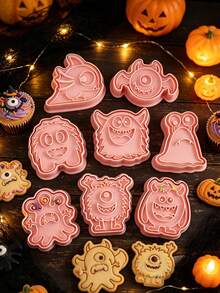 Halloween Cartoon Cookie Cutter Pumpkin Ghost DIY Frosting Cookie Baking Tools 8PCS - Multicolor - View 3